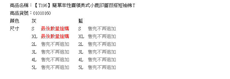 T恤--簡單率性圓領美式小鹿印圖百搭短袖棉T(灰.藍XL-5L)-T196眼圈熊中大尺碼
