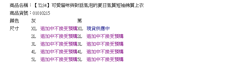 寬鬆--可愛貓咪與對話氣泡的夏日氣質短袖棉質上衣(黑.灰XL-5L)-T234眼圈熊中大尺碼