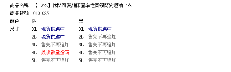 圖案短T--休閒可愛熊印圖率性圓領簡約短袖上衣(黑.桃XL-5L)-T272眼圈熊中大尺碼