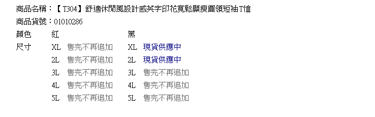 圓領T--舒適休閒風設計感英字印花寬鬆顯瘦圓領短袖T恤(黑.紅XL-5L)-T304眼圈熊中大尺碼