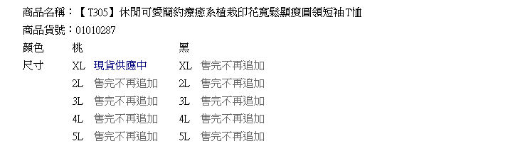 圓領T--休閒可愛簡約療癒系植栽印花寬鬆顯瘦圓領短袖T恤(黑.桃XL-5L)-T305眼圈熊中大尺碼