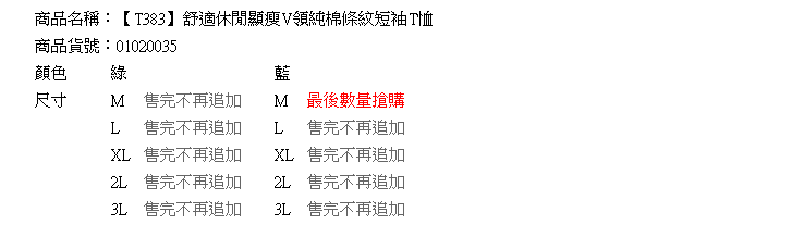 V領棉T--舒適休閒顯瘦V領純棉條紋短袖T恤(藍.綠M-3L)-T383眼圈熊中大尺碼