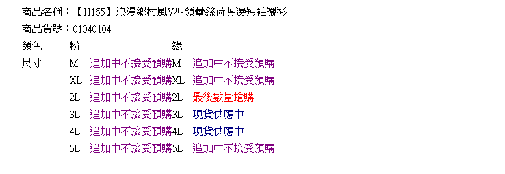 襯衫--浪漫鄉村風V型領蕾絲荷葉邊短袖襯衫(粉.綠XL-5L)-H165眼圈熊中大尺碼