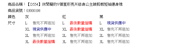 洋裝--休閒簡約V領星形亮片修身公主線剪裁短袖連身裙(黑.灰.紅L-3L)-D554眼圈熊中大尺碼