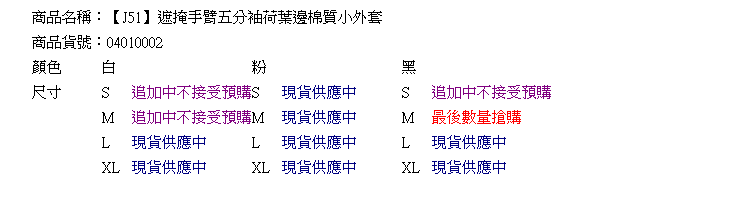 短外套--遮掩手臂五分袖荷葉邊棉麻小外套(黑.白.粉S-XL)-J51眼圈熊中大尺碼